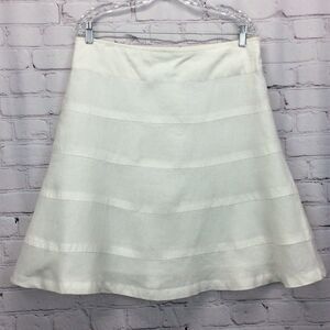 Richard Malcolm Skirt Women's Size 10 White 100% Linen Layered Lined Lightweight